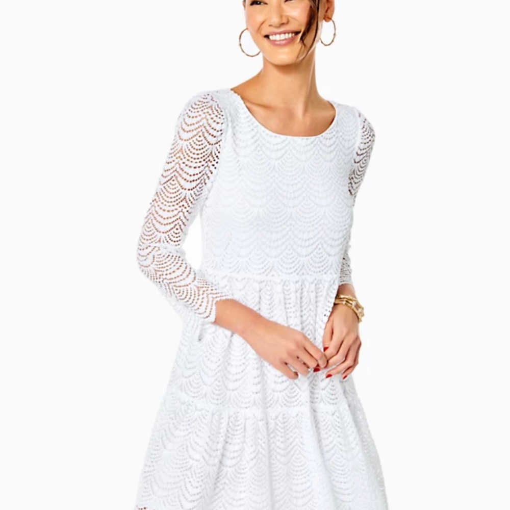 NWT Lilly Pullitzer Geanna Scallop Swing Dress - White - Size XXL